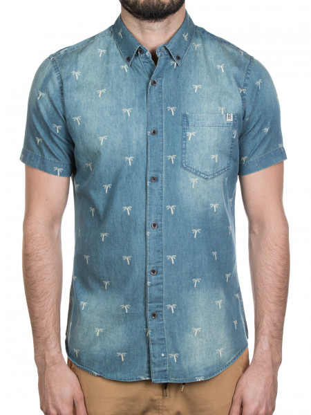 Team LTD S/S Button Up Denim Palm Blue