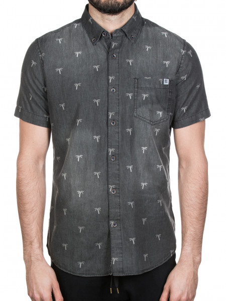 Team LTD S/S Button Up Denim Palm Black