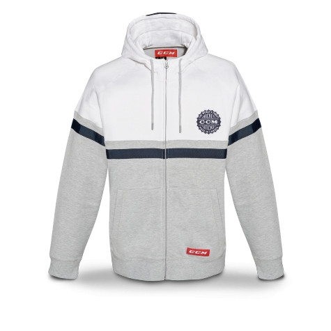 CCM Heritage Logo Full Zip Hood Senior Atheletic Grey