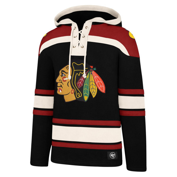 ´47 Brand NHL Chicago Blackhawks Jet Black Superior Lacer Hood Gr. S